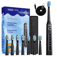 YUNCHI Y5 Sonic Electric Toothbrush 8 Brush Heads and Travel Case - 5 Modes,  33 Days Battery, IPX7 