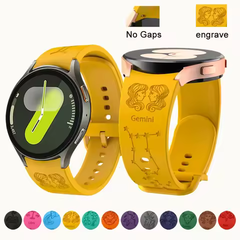 Seamless Strap for Samsung Galaxy Watch FE Men Women 12 Zodiac Signs Engraved Classic Buckle for Gal