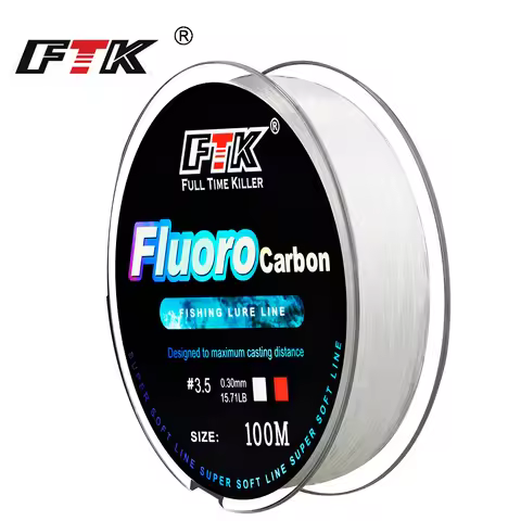 FTK 100M Fluorocarbon Coating Fishing Line 0.14mm-0.5mm 4.13LB-34.32LB Carbon Fiber Monofilament Lin