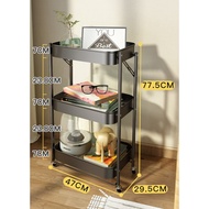 3 Tier FOLDABLE Multi-functional Metal Trolley Storage Rack with Handle Tier Trolley Storage