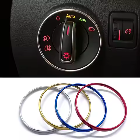 Car Headlight Switch Decorative Frame Trim Ring Sticker Fit for Volkswagen VW Golf Jett MK5 MK6 Pass