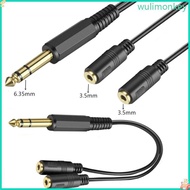 WU Headphone Splitter Cable 6 35mm  Jack-Splitter Extension Cable 6 35mm Male To 2 Port 3 5mm Female