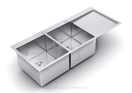 อ่างล้างจาน ยี่ห้อ LTP รุ่น Cubism DT12050 อ่างล้างจานสแตนเลส 2 หลุม 1 ที่พักจาน ซิงค์ล้างจานสแตนเลส