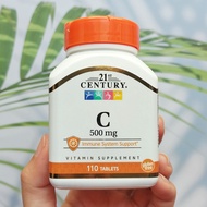 51% OFF ราคา Sale!! EXP:08/2024 วิตามินซี C 500 mg, 110 Tablets (21st Century®)