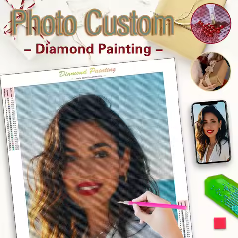 RUOPOTY Diamond Painting 5D DIY Rhinestone Customized Landscape Pet Picture Embroidery Kit Home Deco
