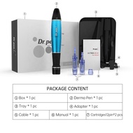 Professional Wireless ปากกาหัวเข็มขนาดเล็กลูกกลิ้งไฟฟ้า Dr.ปากกา A1 2Pcs 12pin ตลับหมึกสำหรับความงาม Makeup