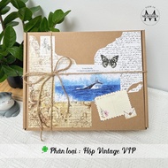 Vintage kraft 3-layer cardboard gift box, box with bow, photo frame box, picture frame box