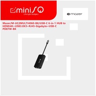 Mazer/M-UC2MULTI4060-BK/USB-C 6-in-1 HUB to HDMI4K+USB3.0X3+RJ45-Gigabyte+USB-C PD87W-BK