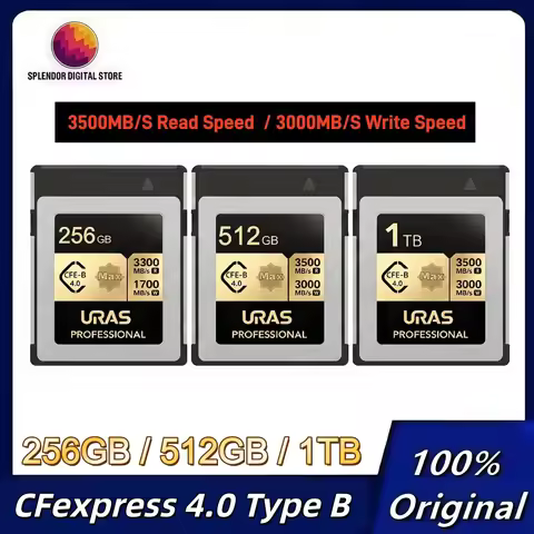 URAS CFexpress 4.0 Type B Memory Card 512GB 1TB 3500MB/S Read Speed 3000MB/S Write Speed 8k RAW Vide