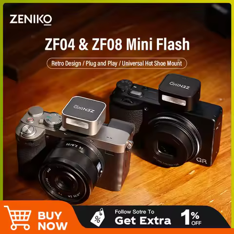 ZENIKO ZF04/08 Mini On-camera Flash Universal Hot Shoe Interface for Fuji XT5 Sony ZV1/A7M4/6700 Can