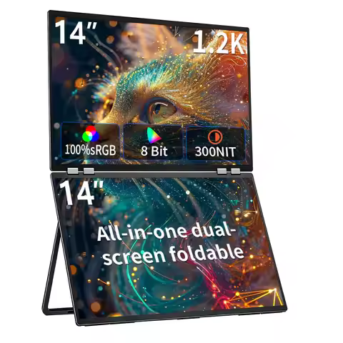 14 Inch 1.2K Dual-screen Portable Monitor IPS HDR 100%SRGB Compatible with Tiptop PS4/5 Swicth Xbox