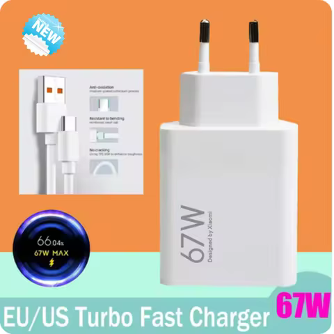 for Xiaomi 67W Charger Cargador Tipo C Mi Hyper Turbo Chargers 67W Fast Charging Adapter Xiao Mi 17T