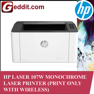 HP LASER 107W MONOCHROME A4 Black and White Laser Printer, Print Only, Connection: USB, Wi-Fi, Wirel