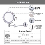 Amplifying Folding Wall-Mounted Mirror with LED Light