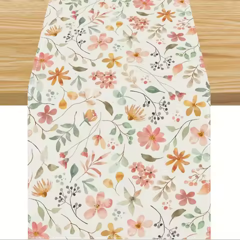 Linen Spring Flower Table Runner - Farmhouse Sunshine Floral Kitchen Dining Decor