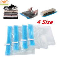 【88HomeStore】Travel Vacuum Storage Seal Bag For Clothing Seal Pouch Hand Rolling Vacuum Compressed Bag Space Saver Organizer