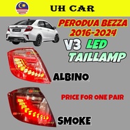 (V3) Perodua Bezza 2016-2024 Dynamic Led Tail Lamp Taillamp Taillight Light Running Signal Smoke Alb