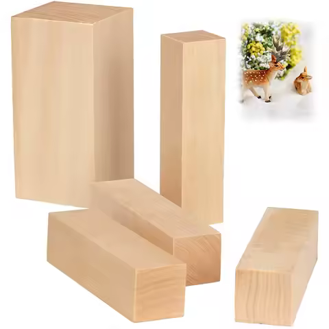 5Pcs Basswood Carving Block Natural Wood Carving Block 2 Sizes Portable Unfinished Wood Block Carvin