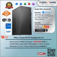 Office Custom DIY PC Package Set ( Intel Core i5-14400 / 16GB D4 / 512GB SSD / WIFI 6 / WINDOWS 11 P
