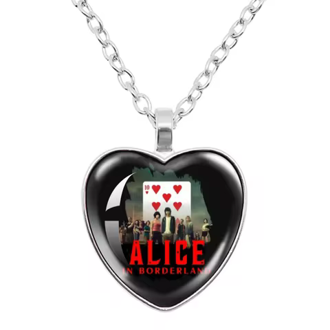 Alice in Borderland Necklace Japan TV Chishiya Kuina Glass Heart-Shape Pendant Necklace Charm Jewelr