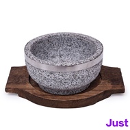 Traditional Korean Dolsot Bibimbap Natural Stone Bowl with Wooden Serving Tray | Cooking Healthy Kor