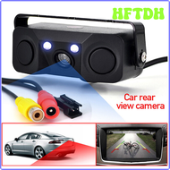 HFTDH 3 in 1 Car Parking Sensor Car Reverse Backup Rear View Camera with 2 Radar Detector Sensors Indicator Buzzer Alarm Car Camera HSRJR