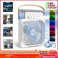 「Stock Ready in M’sia」3 In 1 Portable Air Cooler Conditioner Fan Humidifier Purifier Aircond Mist Cooler 7 Light Kipas Mini