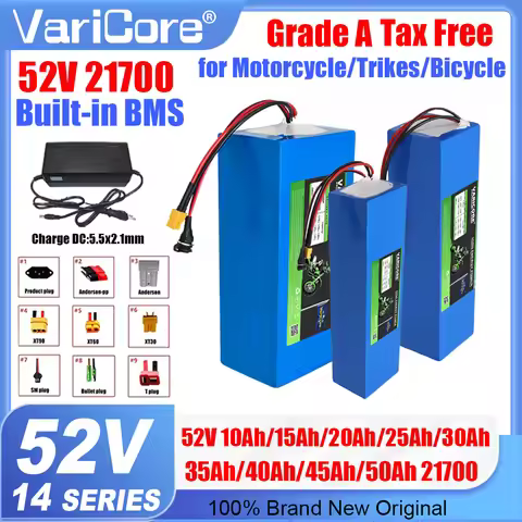 52V/58.8V 10Ah 15Ah 20Ah 25Ah 30Ah 35Ah 40Ah 50Ah 21700 Li-ion Battery Pack 14s Built in BMS 2000W f