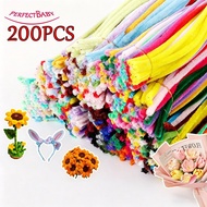 200PCS DIY Macaron Fuzzy Wire Super Thickened to Make Flowers Plush Tubes & Twisted Toy Sticks