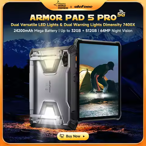 Ulefone Armor Pad 5 Pro 5G Rugged Tablet 24200 mAh Android 15 Tablet 12GB+20GB RAM ，512GB ROM 64MP 1