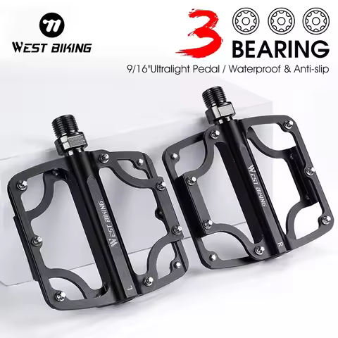 WEST BIKING Bicycle Ultralight Pedal 3 Bearing Pedals Aluminum Alloy CRMO Cycling Footboard for BMX 