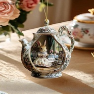 FTY  Easter Home Decor Items Rabbit In Teacup Warm Home 2d Acrylic Pendant Backpack Pendant Car FTY