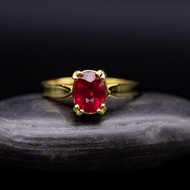 แหวนพลอยทับทิม(Natural Ruby) สีชมพูแดงสวยมาก จากประเทศโมซัมบิก ตัวเรือนเงินแท้ 92.5%ชุบทอง 24K ไซส์นิ้ว 55 หรือเบอร์ 7.5 US