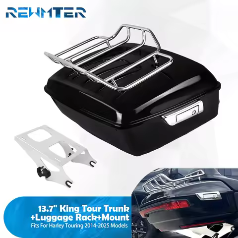 Motorcycle King Trunk 13.7" Tour Luggage Mount Rack Kit For Harley Touring 2014-2025 Road Electra St