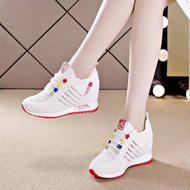 Bluescola รองเท้าผ้าใบสตรีสไตล์เกาหลี,รองเท้าสนีกเกอร์สีขาวรองเท้าส้นเตารีด