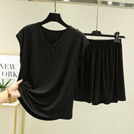 Modal Suit for Women 2024 Summer Inner Wear V-neck Sleeveless T-shirt Loose Large Size Home Pajamas