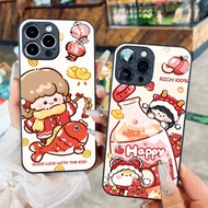 Glass Case happy lucky Girl Holding a Lantern CNY 2025 for iPhone 17 16 15 14 13 12 11 8 7 6 6s 6p 7