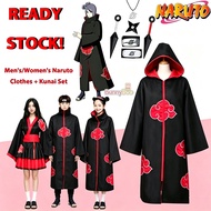 [Malaysia Stock]Naruto Costume Akatsuki Cloak Cosplay Sasuke Uchiha Cape Cosplay Itachi Halloween Cl