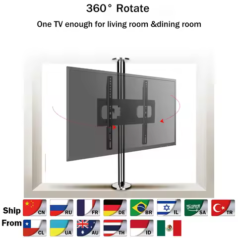 BG11 NEW Rotate 23-65 Inch Stainless Steel LCD TV Stand Mount Bracket in Partition Wall Height Adjus