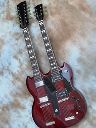Gibson แดงเข้มคลาสสิก SG 1275ฮาร์ดแวร์โครเมี่ยมกีต้าร์ไฟฟ้าคู่