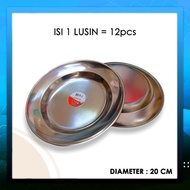 NEW 1 LUSIN PIRING MAKAN STAINLESS DIAMETER 20 CM / 22 CM / 24 CM BMW BAHAN TEBAL HIGIENIS MURAH SIA