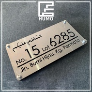 HUMO Stainless Steel House Number Plate Modern Jawi Design Metal Nombor Rumah 【Fully Customized】門牌定制
