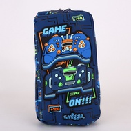 Australia smiggle Blue Video Game Pencil Case Primary School Students Double Zipper Double Layer Large Capacity Waterproof