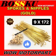 9 X 172 RANTING GOLD 9 X 172 SPOKES GOLD 9X172 SPOKES & NIPPLES GOLD 9-172 RANTING EMAS 9X172 SPOKES