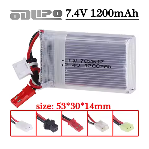 782642 7.4V 1200mah Lipo Battery For MJXRC X600 U829A U829X F46 X601H JXD391 FT007 RC Drone Toys par
