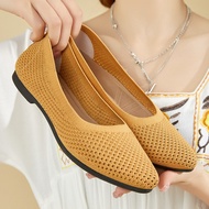 Solid Color Flat Shoes - Casual, Pointed Toe, Breathable Cloth - French Style | Size 7 / UK 6 / EU 3