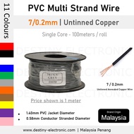 [Visit us @ Penang] [1 meter] PVC Multi Strand Single Core Wire, Untinned, 7/0.2mm, 22 AWG [805400M-