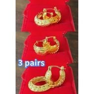 14k 3 pairs Bangkok gold earrings