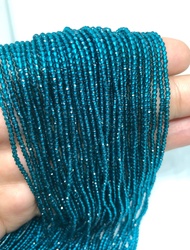 พลอยอะพาไทต์ อพาไทท์ หนึ่งเส้น ขนาด 2 มิลลิเมตร อะไหล่ร้อยเครื่องประดับ เหลี่ยมเพชร One line of Blue /Green Apatite 2mm rondelle faceted tiny seed beads gemstone jewelry making supplies