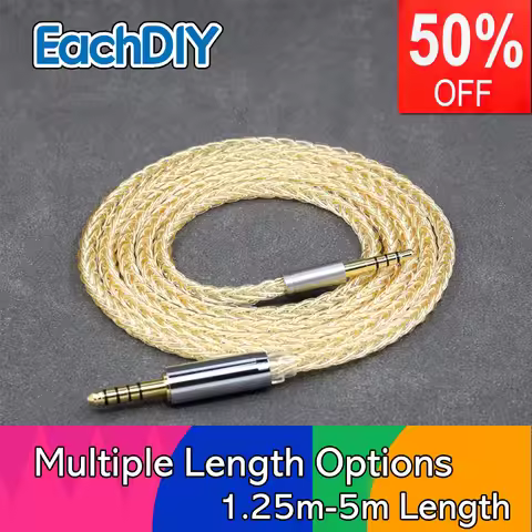 8 Core 99% 7n Pure Silver 24k Gold Plated Earphone Cable For Denon AH-mm400 AH-mm300 mm200 Beats sol